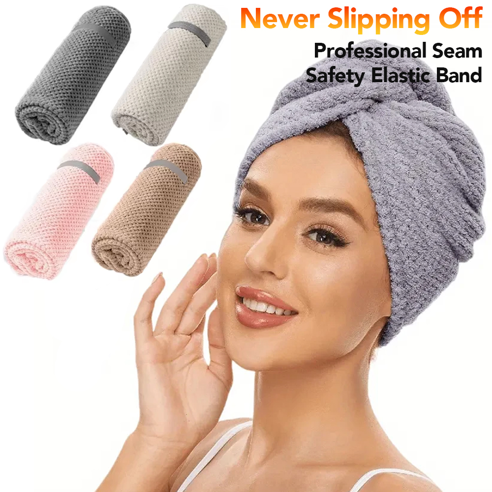 Golf Towel - マイクロファイバーヘアタオル特大サイズ速乾ヘアタオルラップ、伸縮性バンド付き、超吸収性ソフトヘアタオルラップターバン