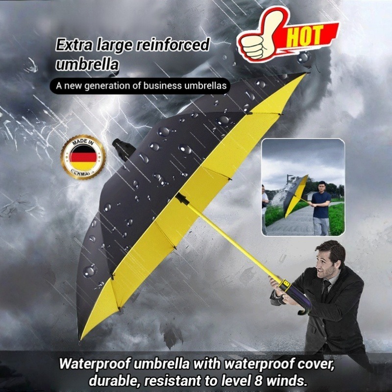 二人用特大ロングハンドル傘 – ストレートロッド 8 リブ防 - Golf Umbrella Large のレビューと価格