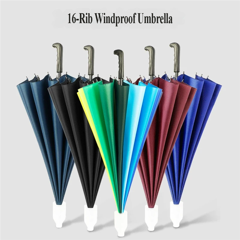 防水カバー付きのストレート傘。男女兼用で、大判サイズ。16本 - Golf Umbrella Large のレビューと価格